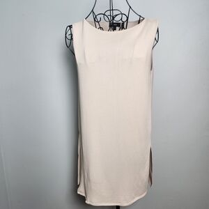 Theory Sleeveless Tunic Top Ivory Minimalist Side Slit Blouse Size S